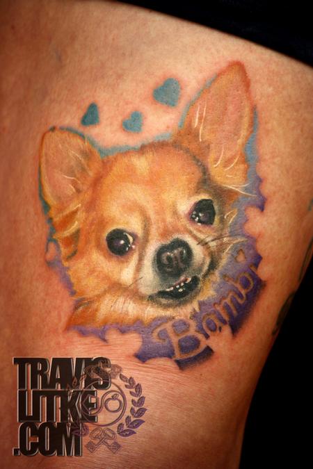 Travis Litke - realistic dog portrait tattoo chihuahua